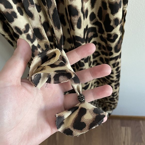 Lulus Women XL Leopard Print Satin Ankle Ties Jumpsuit - Picture 6 of 12